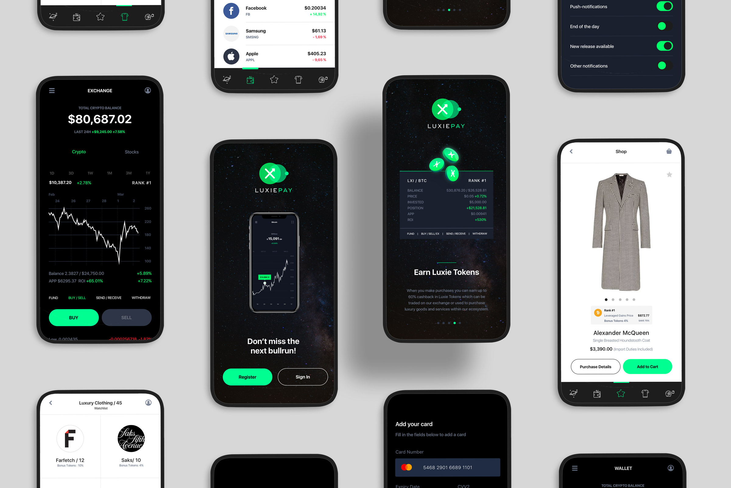 luxie crypto app design